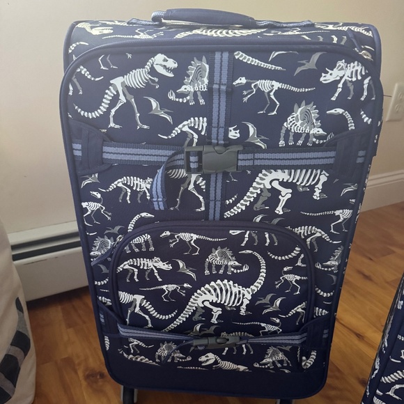 Pottery Barn Kids MacKenzie Large Spinner Luggage Gloves in the Dark Dino Print - Picture 1 of 5